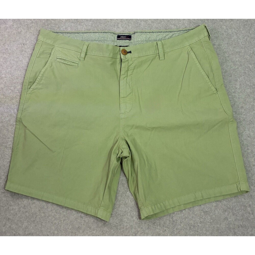 Men’s 38 Johnnie-O Stretch Chino Shorts Green Casual Flat Front Comfort Cotton